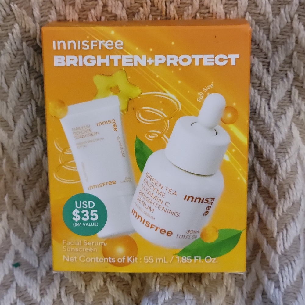 InnIsFree Brighten + Protect Facial Serum And Sunscreen NEW